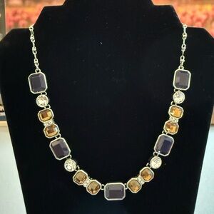 Lia Sophia Reversible Navy and gold crystals Statement Necklace
